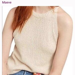 Anthropologie Maeve Cream Knit Sleeveless halter Top